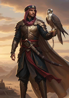 Arabian Warrior with Falcon