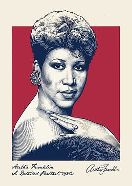 Aretha Franklin Detailed Portrait 1980s