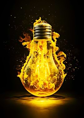 Light bulb with fiery explosion