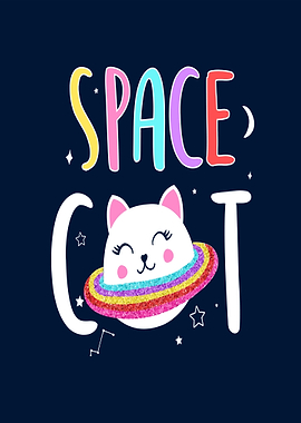 Cute Space Cat Illustration