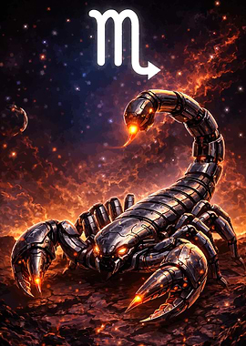 Scorpio Zodiac Symbol and Mechanical Scorpion