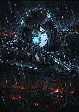 Anime Sniper in Rain