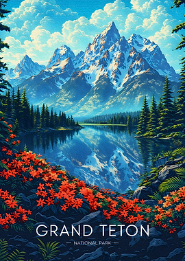 Grand Teton National Park Vintage Poster