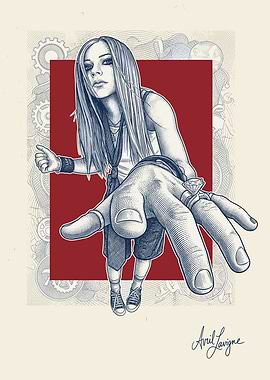 Avril Lavigne Illustration with Hand and Rings