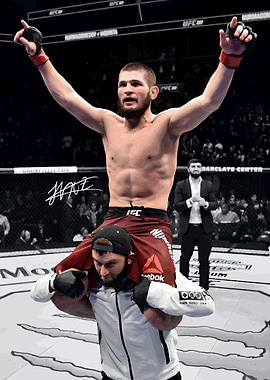 Khabib Nurmagomedov Celebrates Victory