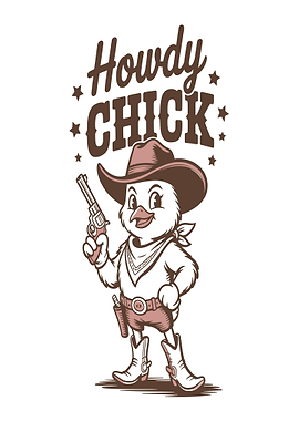 Howdy Chick Cowboy Illustration