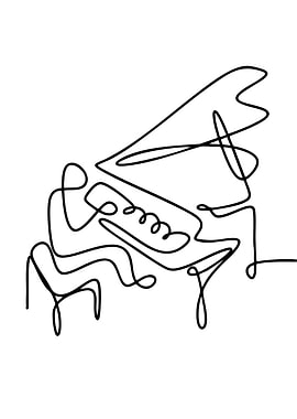 Person playing piano with abstract lines