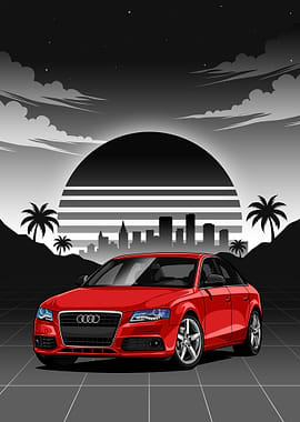 Red Audi A4 2008