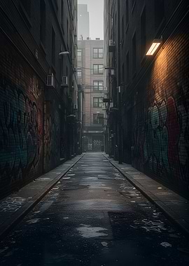 Graffiti Alleyway at Dusk