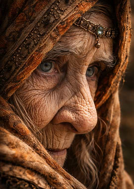 Close-up of an elderly woman's face