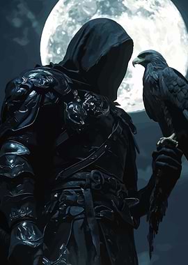 Dark Knight with Eagle and Moon