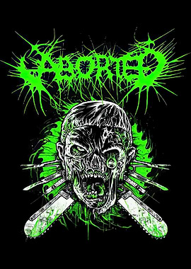 Horror Skull with Chainsaws and Text