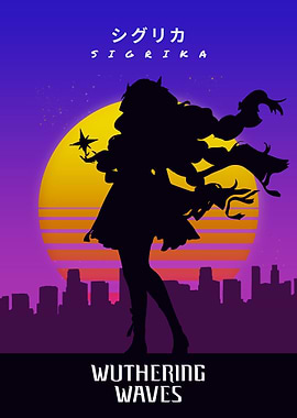 Sigrika Wuthering Waves Retro Poster