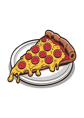 Slice of Pepperoni Pizza on a Plate