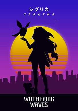 Sigrika Wuthering Waves Retro Poster
