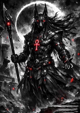 Anubis with Ankh Staff