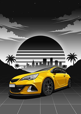 Yellow Vauxhal Astra GTC