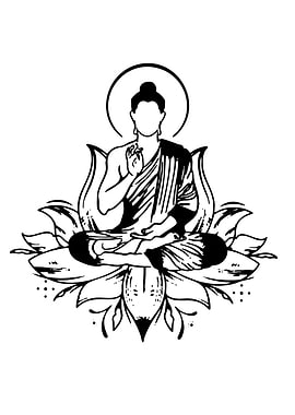 Buddha meditating on a lotus flower
