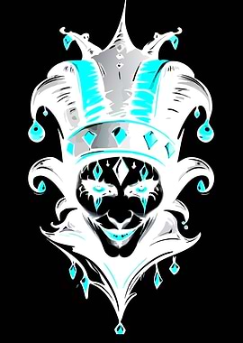 Jester Mask with Cyan Accents