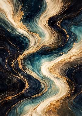 Abstract Swirling Marble with Gold