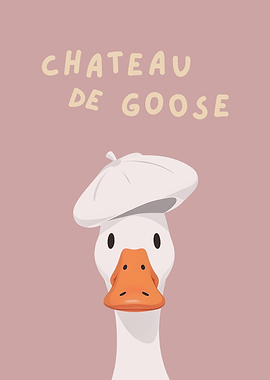 Funny French Goose in a White Beret
