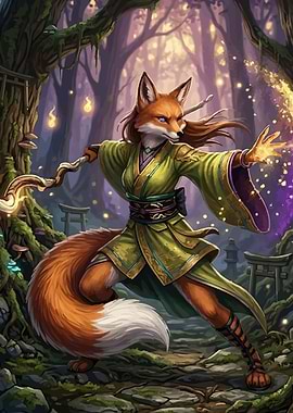 Fox Sorceress in Enchanted Forest