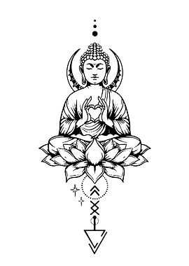 Buddha meditating on a lotus flower