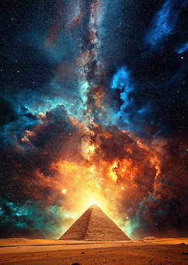 Pyramid Under a Cosmic Nebula