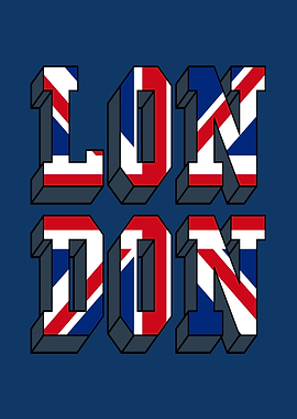 London Text Art with Union Jack