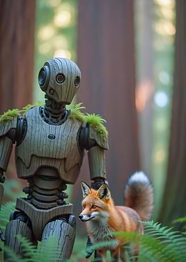 Robot and Fox in Forest