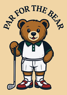 Golfing Bear with 'Par for the Bear' Text