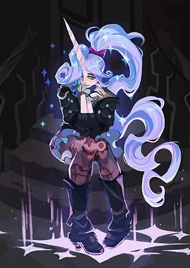 Unicorn girl in dark fantasy setting