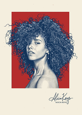 Alicia Keys Portrait with Red Background