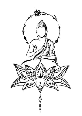 Buddha on Lotus Flower Tattoo Design