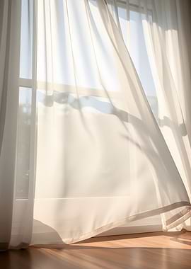 Sunlit Sheer Curtains by a Window