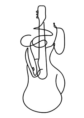 Minimalist Guitar Line Art