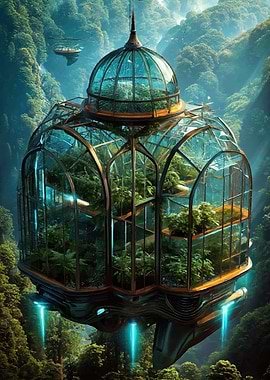 Futuristic Greenhouse in a Lush Valley