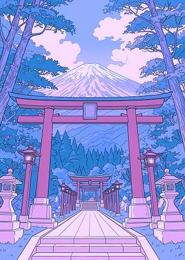 Torii Gate Path to Mount Fuji