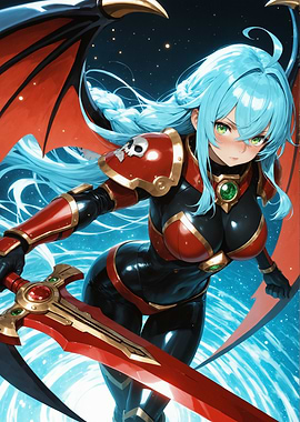 Anime Warrior with Sword and Wings