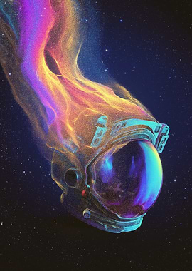 Astronaut Helmet in Cosmic Dust