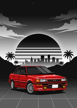 Red toyota corola