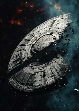 Destroyed Space Station in Nebula