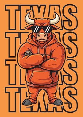 Cool Texas Bull in Hoodie