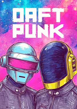 Daft Punk Robots with Cosmic Background