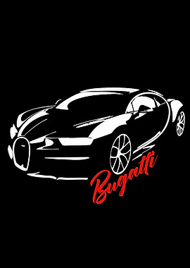 Bugatti Car Silhouette with Text