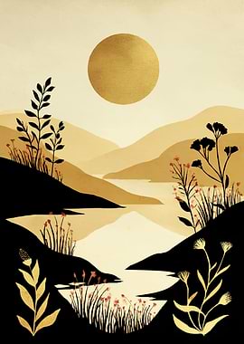 Golden Sun Over Serene Landscape