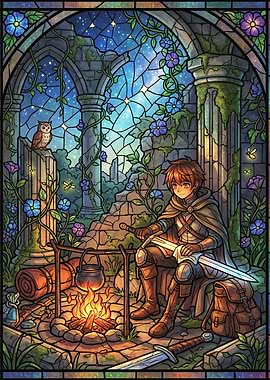 Fantasy Adventurer Camping Under the Stars