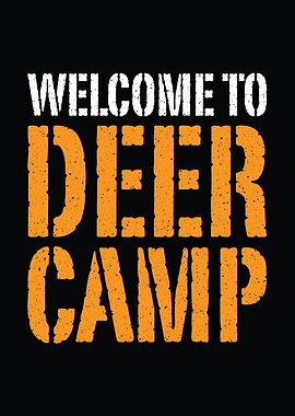 Rustic cabin wall art - 'Welcome to Deer Camp' rustic cabin poster for man cave decor