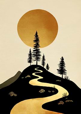 Golden Sun Over Mountain Path