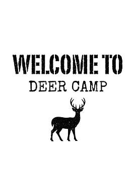 Rustic cabin wall art - 'Welcome to Deer Camp' hunting season humor poster